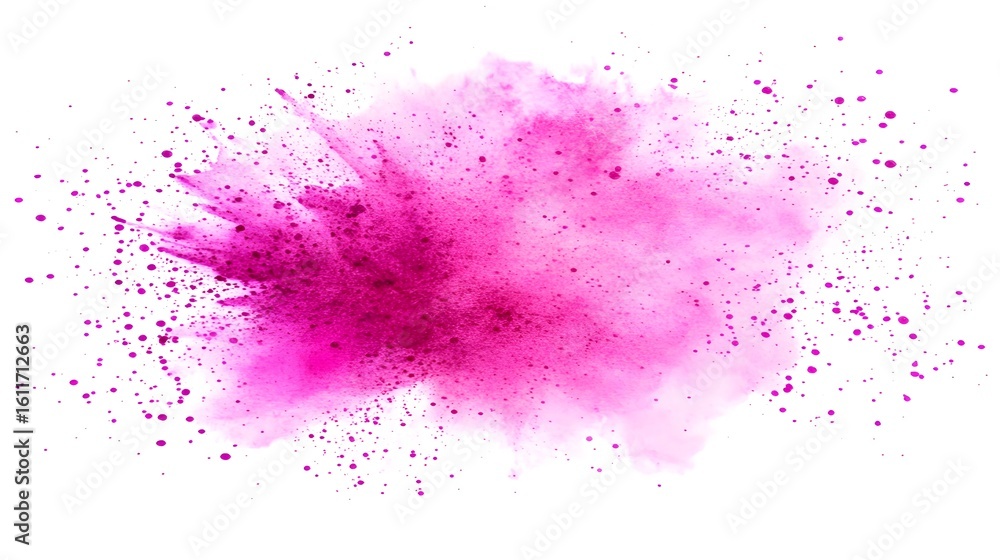 Vivid magenta colored powder explosion on a white background. Vivid magenta colored powder explosion on a white background.