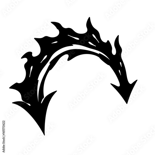 Arrow silhouette of curling wind gust – Blustery winter breeze, natural energy