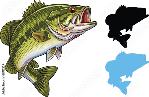 Dynamic largemouth bass leaps from water, perfect for fishing adventure visuals