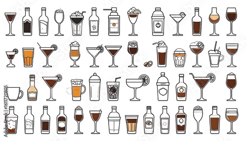 Collection of various cocktail and mixed drinks