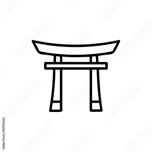 Minimalist outline torii gate arch symbol on japan