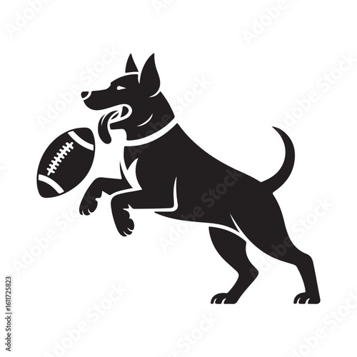 Dog Playing with Football Silhouette Vector Illustration black