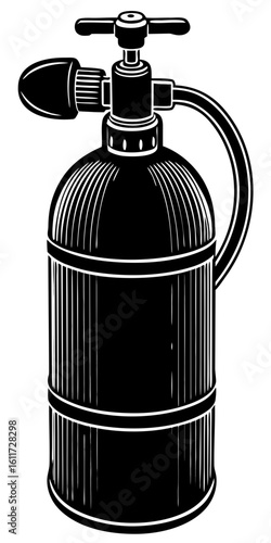 Scuba Tank Silhouette Icon - Diving Equipment Cylinder