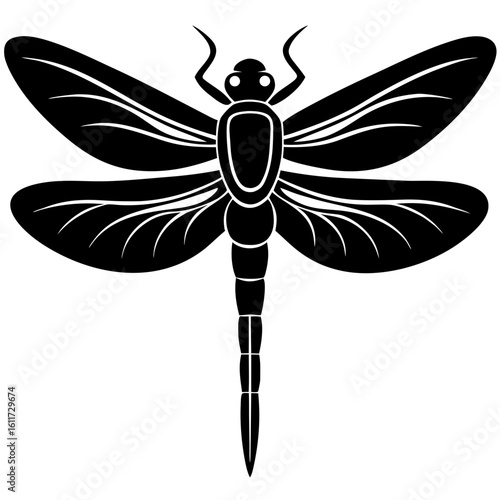 Dragonfly Silhouette Icon - Insect Wing Outline