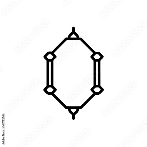 Outline a stylized Japanese lantern frame graphic