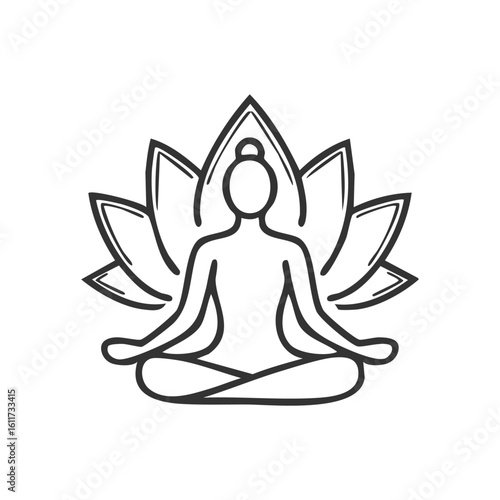 Drawing of lotus yoga pose icon. Wellness symbol modern, simple, vector, icon for website design, mobile app, ui. Vector Illustration