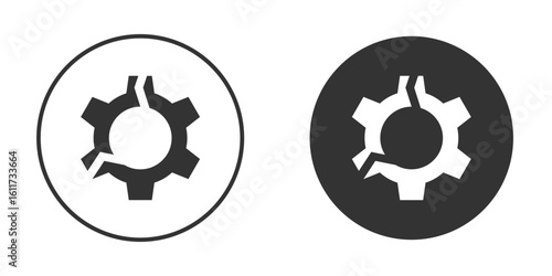 Broken gear icon for web, mobile and infographics.
