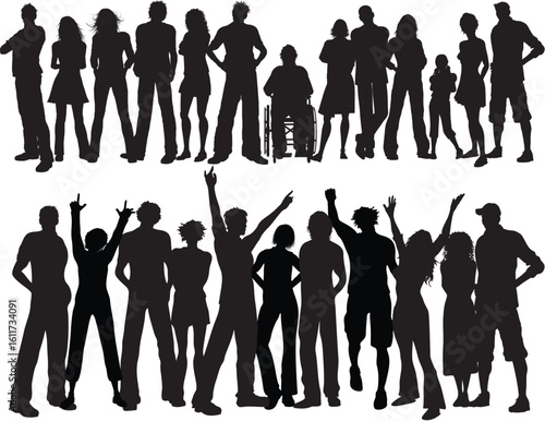 dancing people silhouettes design set 