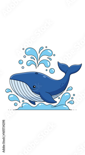 Majestic blue whale breaching the ocean surface in a vibrant display of aquatic life