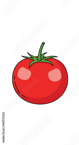 Fresh red tomato with green stem and leaves delicious healthy ingredient for cooking and eating