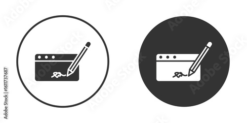 Electronic signature icon for web, mobile and infographics.