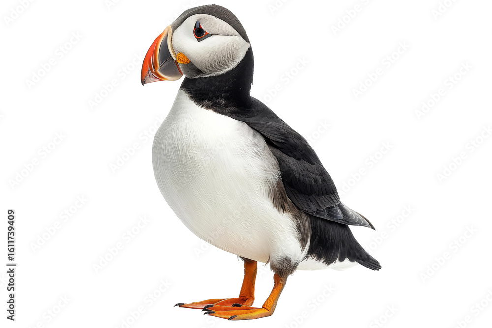 Naklejka premium Puffin Bird in Transparent Isolation