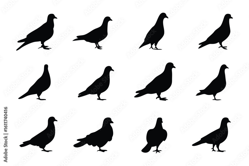 Obraz premium Shadow of Doves: a minimalist presentation, the image shows silhouette representations of doves on display, evoking a sense of grace and fluidity