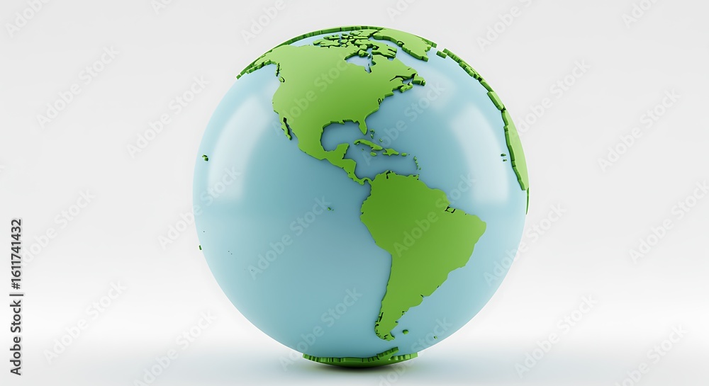 Stylized Globe Depicting the Americas for Educational and Environmental Concepts with Clean Design and Neutral Background Stylized Globe Depicting the Americas for Educational and Environmental Concepts with Clean Design and Neutral Background