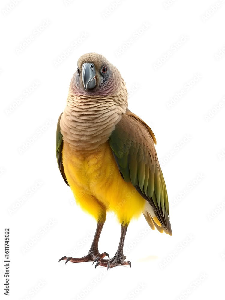 Obraz premium A kakapo parrot standing on the ground, isolated on white