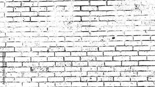 Grunge Brick Wall Texture Background, Vintage Brick Wall Vector Pattern, Dirty Old Brick Wall Grunge Overlay, Black and White Brick Texture Template