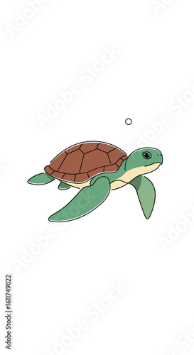 A gentle sea turtle glides gracefully through ocean waters
