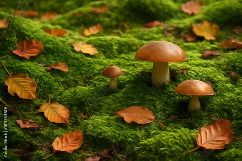 mushrooms in autumn forest