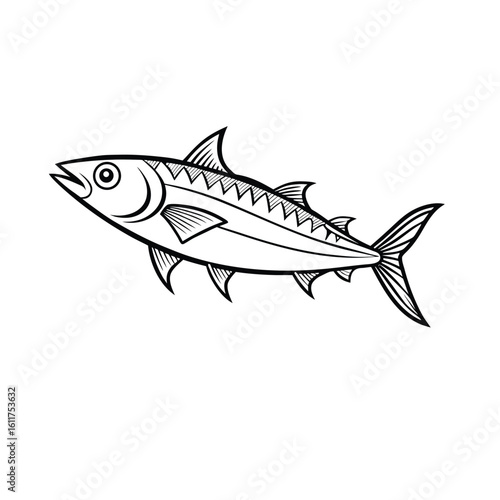 Mackerel fish outline illustration simple seafood graphic isolated on white background