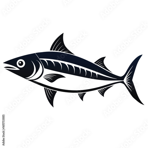 Stylized mackerel fish silhouette vector graphic isolated on white background
