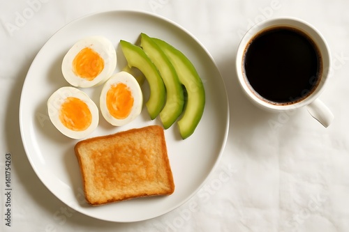 breakfast with coffee and croissant
