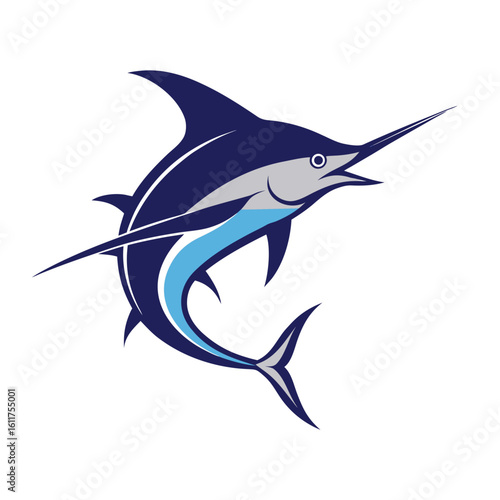 Majestic marlin fish silhouette vector illustration isolated on white background