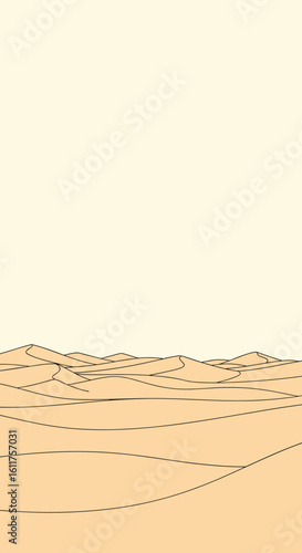 Abstract desert landscape with rolling dunes and subtle shadows creating a minimalist artistic impression