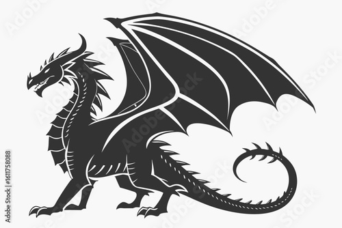 wellcoda dragon sihouette black vector