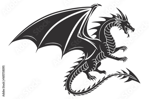 wellcoda dragon sihouette black vector