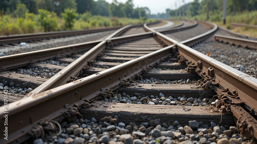 Close up of railroad tracks in Brazil. deactivated train sleepers