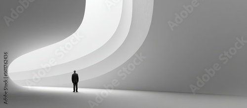 Lone Walker's Path of Light and Shadow