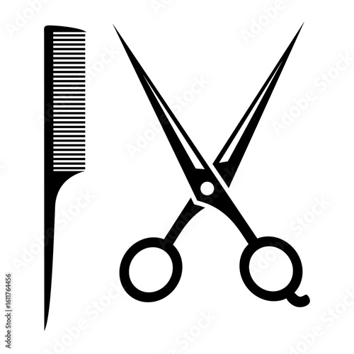 Barber scissors and comb set vector silhouette icon,modern and elegant design ideas,isolated on white background,can be for logo or barber icon