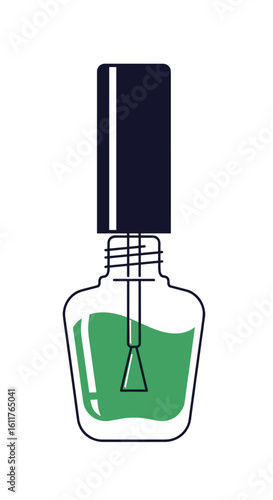 Beautiful green nail polish bottle with applicator for creative manicure designs and nail art
