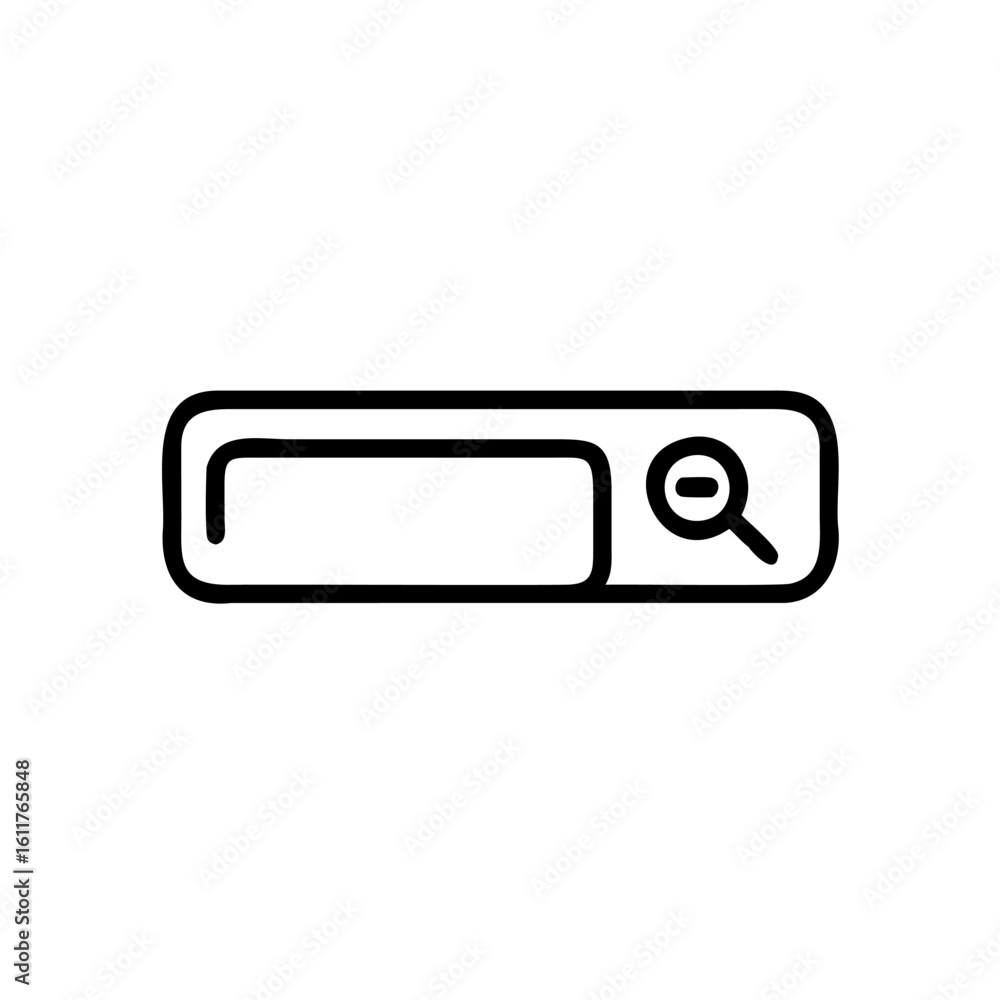 Fototapeta premium Outline a search bar with magnifying glass icon input field