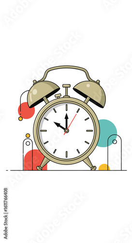 Retro analog alarm clock illustrates importance of punctual timekeeping for daily productivity and success