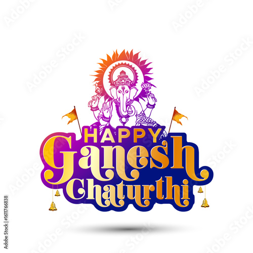 Happy Ganesh Chaturthi. Vector illustration of Ganpati or Lord Ganesha logo unit. Indian traditional festival poster.