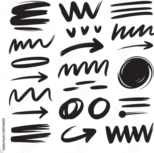 Hand-Drawn Abstract Design Elements – Dynamic Lines, Doodles, and Accents for Creative Projects