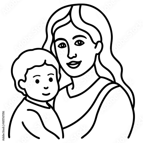 A loving mother holding her child is isolated on white background, depicting family, care, and the beautiful bond of motherhood