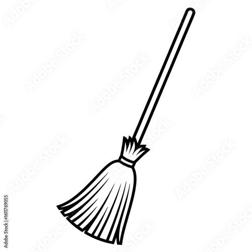 broom and shovel illustration vector style coloring page 