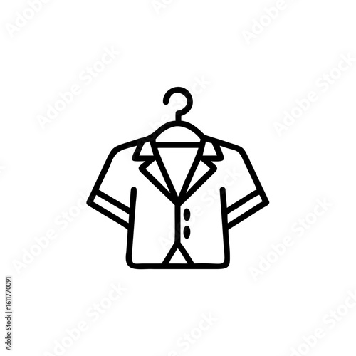Outline icon a collared shirt on a hanger clothing fashion
