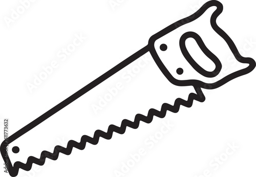 Woodworking Hand Saw Icon – Clean Outline Vector Illustration