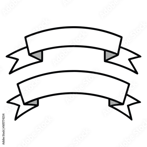Two simple white banners with black outlines perfect for adding your own text or designs for any occasion
