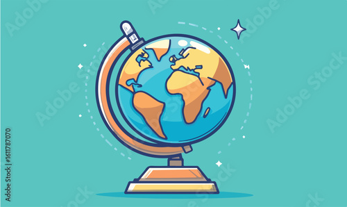 Explore the world with a vibrant globe illustration perfect for educational content and travel designs