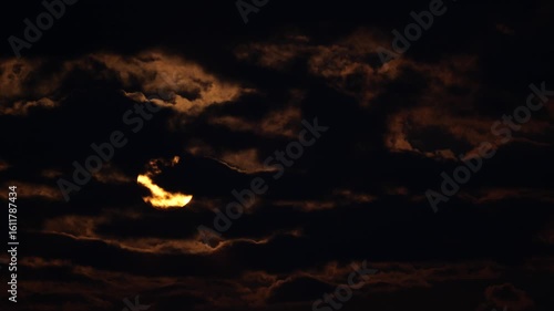 Full Moon Timelapse in the Night Sky with Clouds