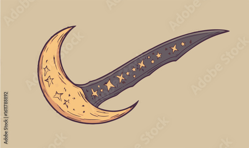 Enchanting crescent moon and stars design evokes magic and wonder for celestial themes and dreamy concepts