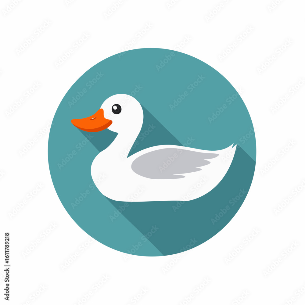 Obraz premium Charming Cartoon Duck Illustration on Teal Background for Children's Book or App Design