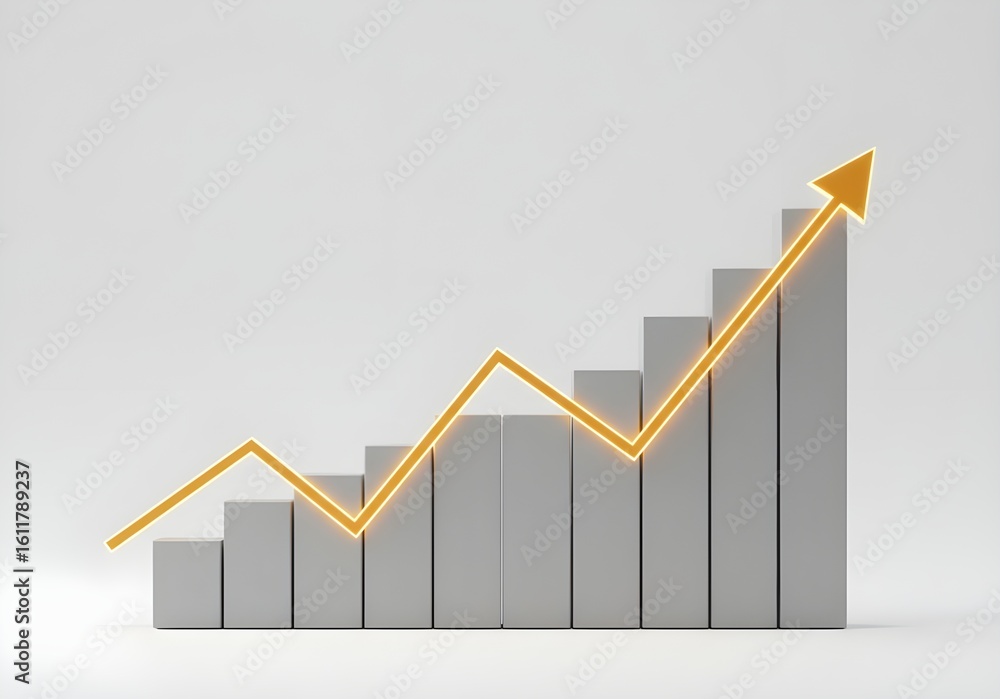 Fototapeta premium Line Graph Rising with Sharp Peaks