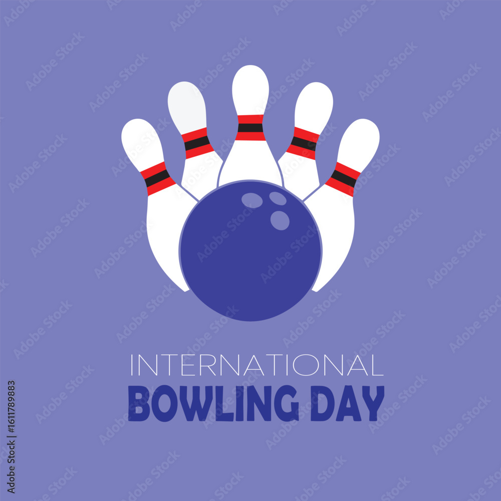 Fototapeta premium International Bowling Day Celebration with bowling ball front of a set of bowling breck pins