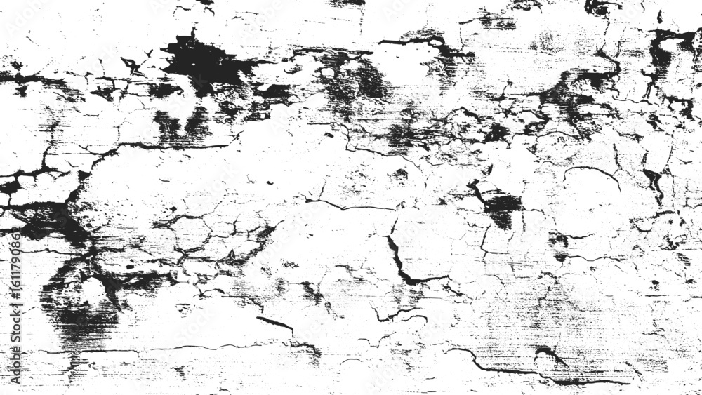 Obraz premium Grunge Black and White Texture Background, Abstract Distressed Vector Overlay, Vintage Noisy Texture for Design Use, Old Worn Paper Ink Texture Template