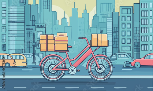 Eco friendly delivery service with bicycle in city for small business, perfect for sustainable solutions
